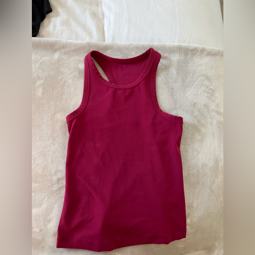 Lulu lemon align waist length race back tank top, Size 2, Pomegranate